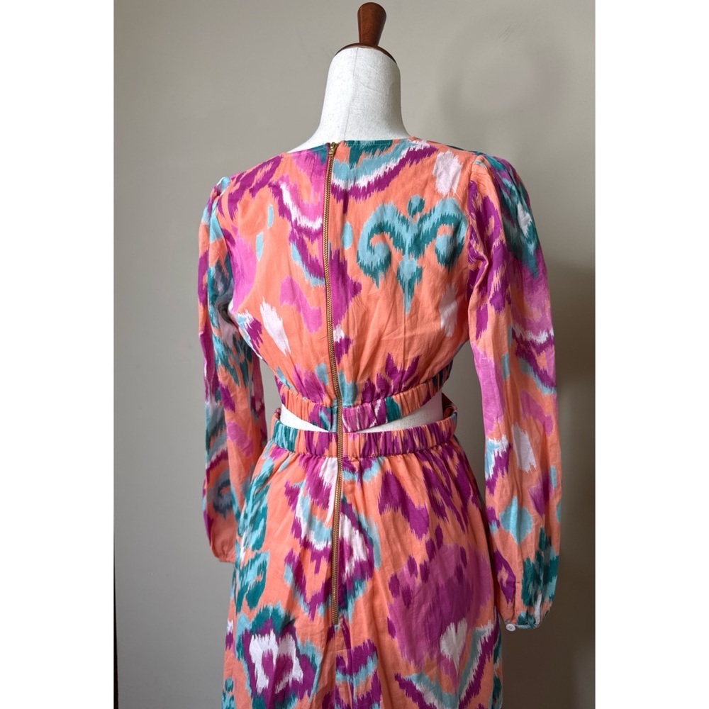 NWT Banjanan Camilla Ikat Floral Spice Midi Dress Multicolor Size Medium - Picture 9 of 11